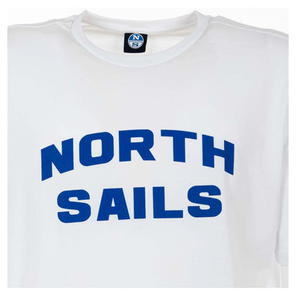 T-shirt North Sails elegante in cotone bianco con logo blu intenso
