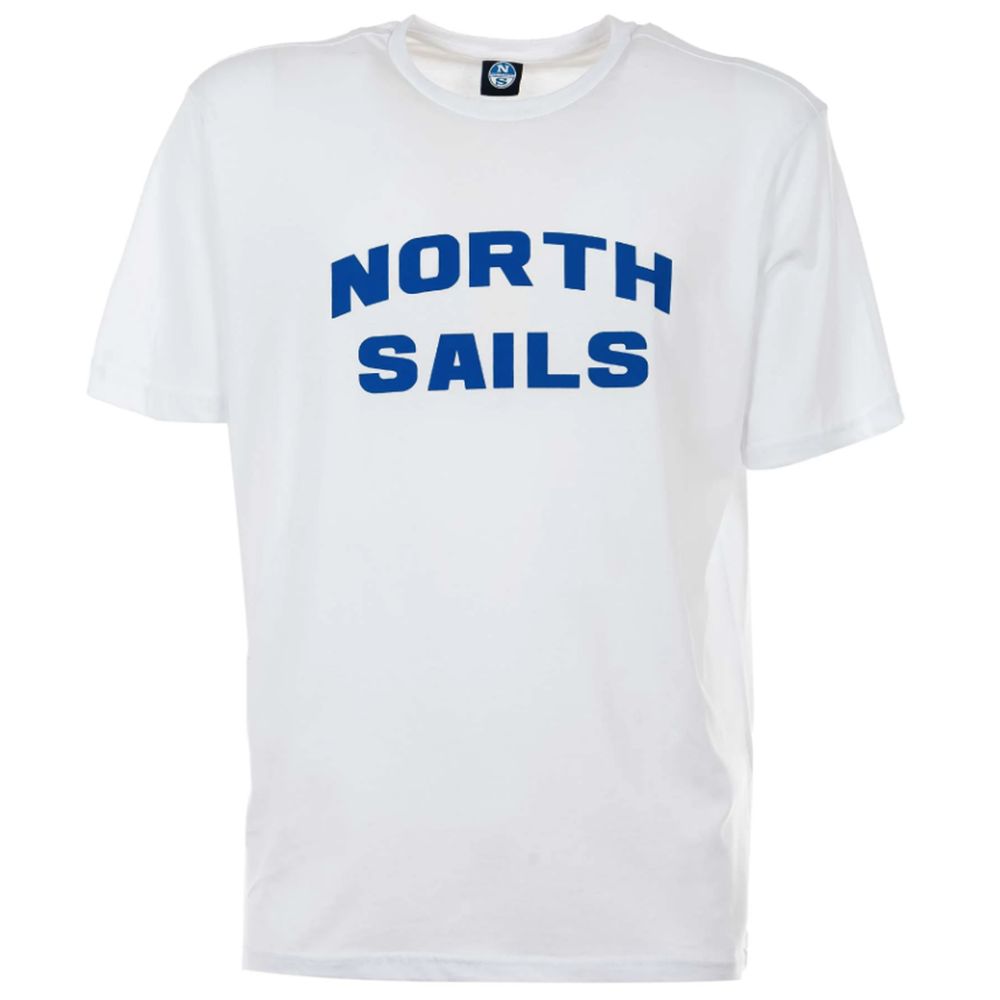 T-shirt North Sails elegante in cotone bianco con logo blu intenso