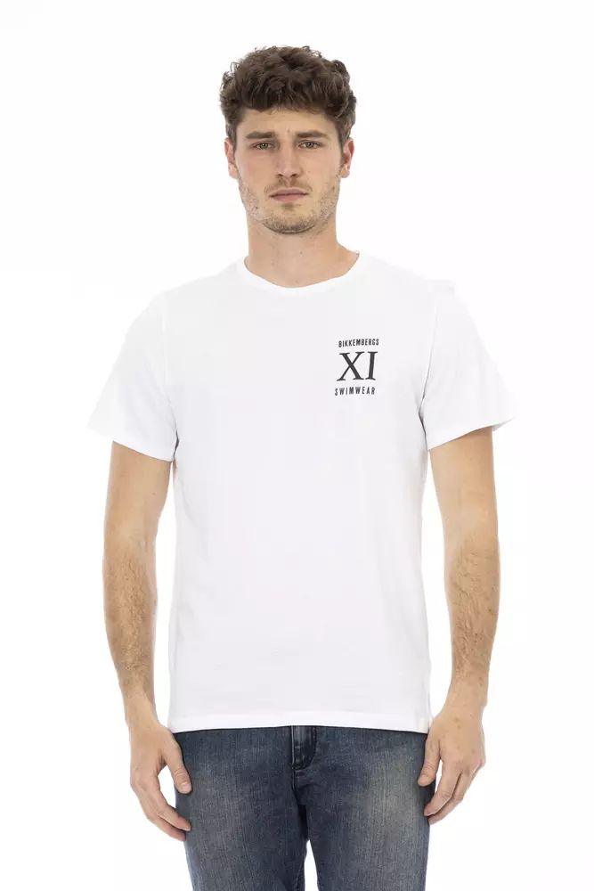 Bikkembergs Elegant White Front Print T-Shirt - PER.FASHION
