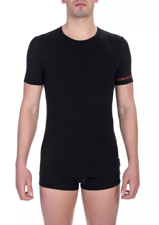 Bikkembergs eleganti t-shirt girocollo bi-pack in nero