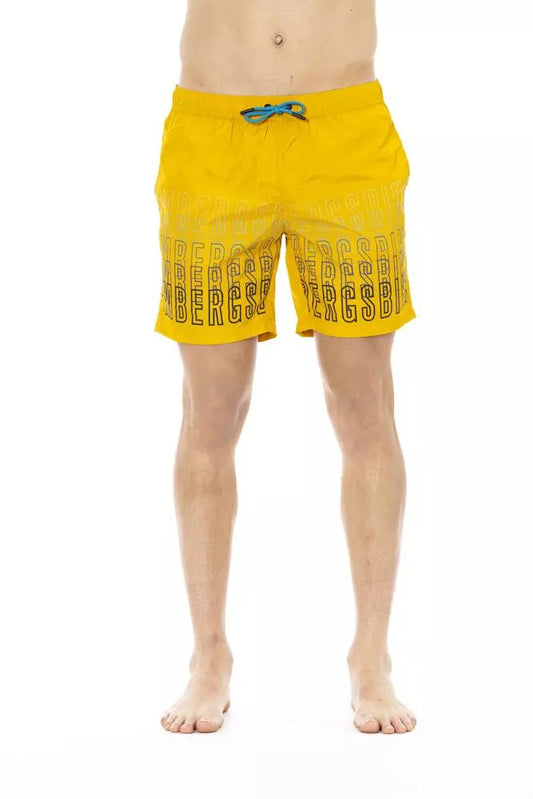 Pantaloncini da bagno con stampa Degradé di Bikkembergs in giallo vibrante