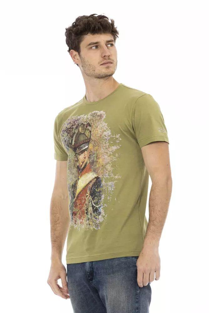 Trussardi Action Chic Green Short Sleeve Tee with Front Print - PER.FASHION