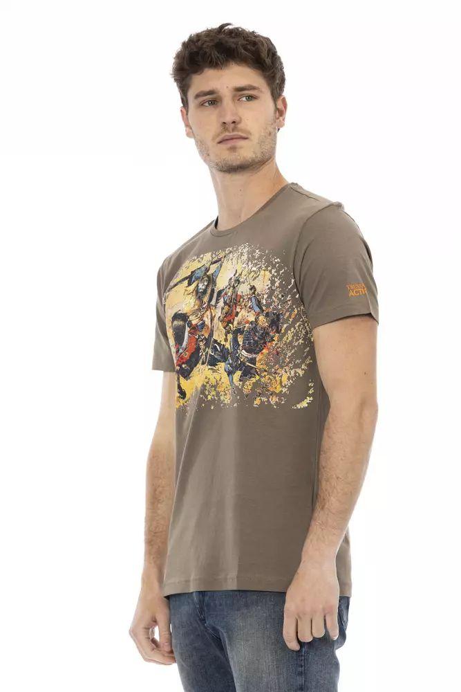 Trussardi Action Elegant Brown Tee with Chic Front Print - PER.FASHION