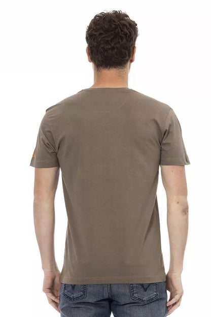 Trussardi Action Elegant Brown Tee with Chic Front Print - PER.FASHION
