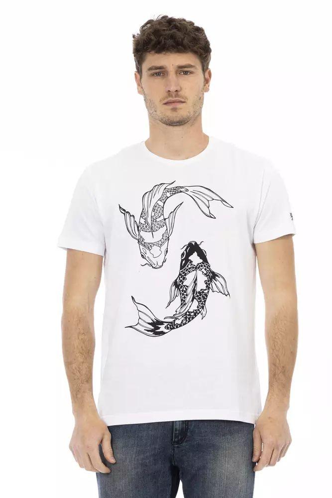 Trussardi Action Chic White Round Neck Cotton Tee - PER.FASHION