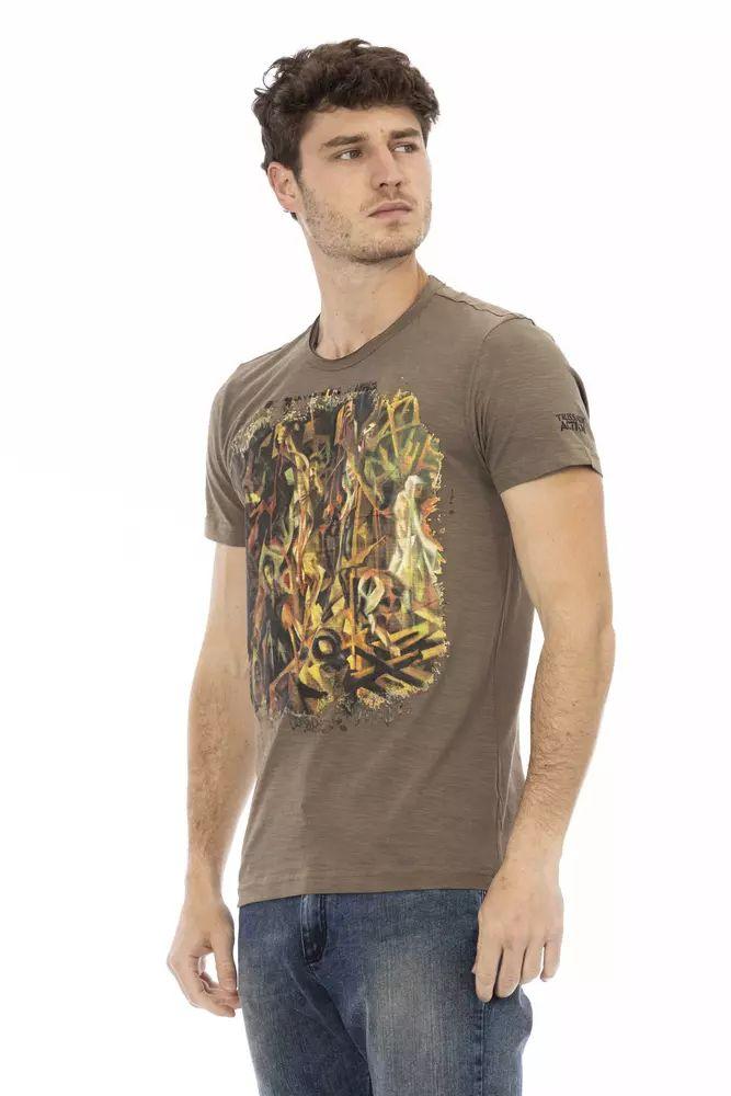 Trussardi Action Elegant Brown Tee with Chic Front Print - PER.FASHION