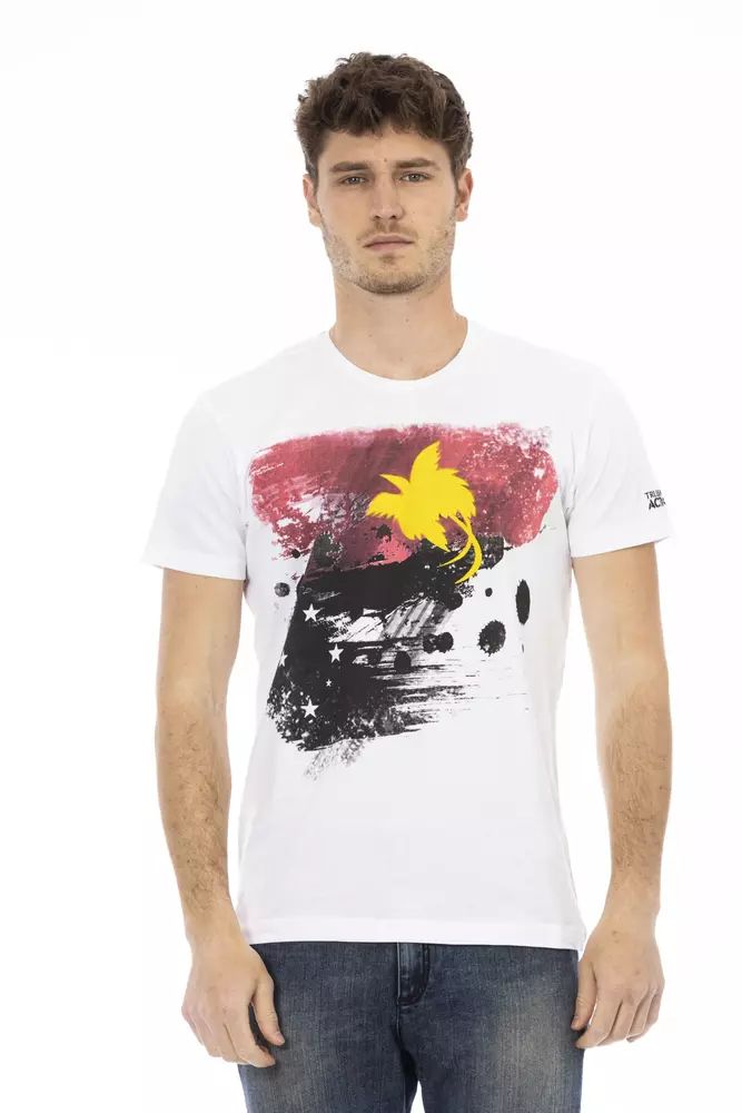 Стильная летняя белая футболка Trussardi Action с графическим принтом