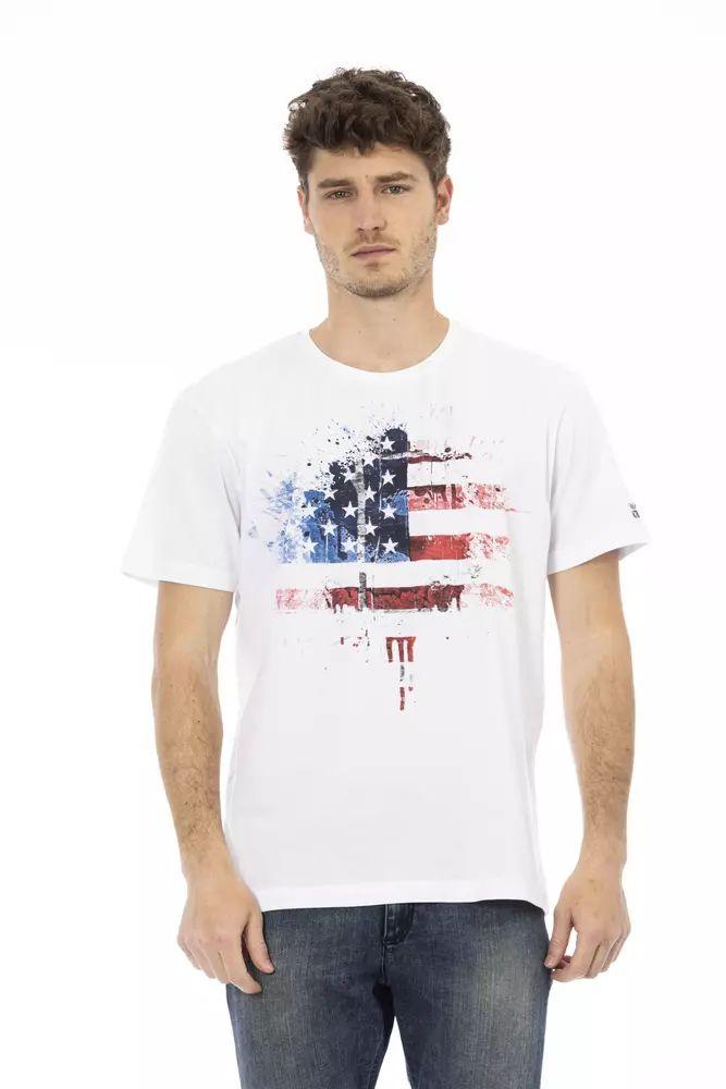 Trussardi Action Elegant White Tee with Graphic Charm - PER.FASHION