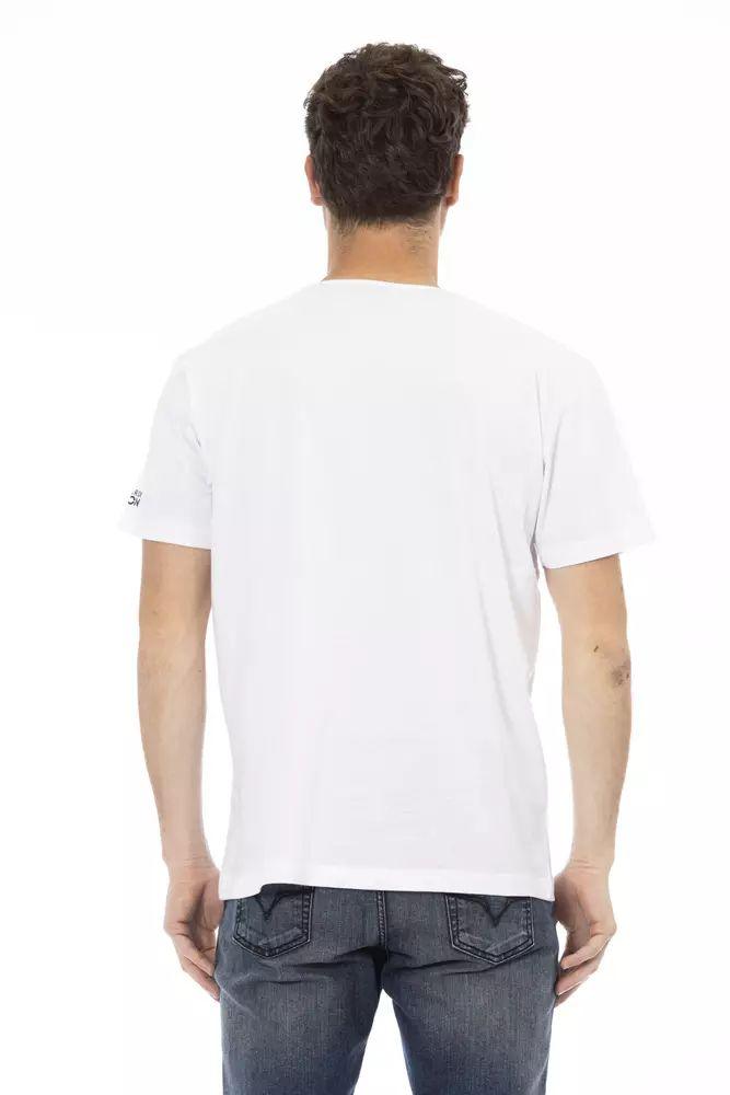 Trussardi Action Elegant White Tee with Graphic Charm - PER.FASHION