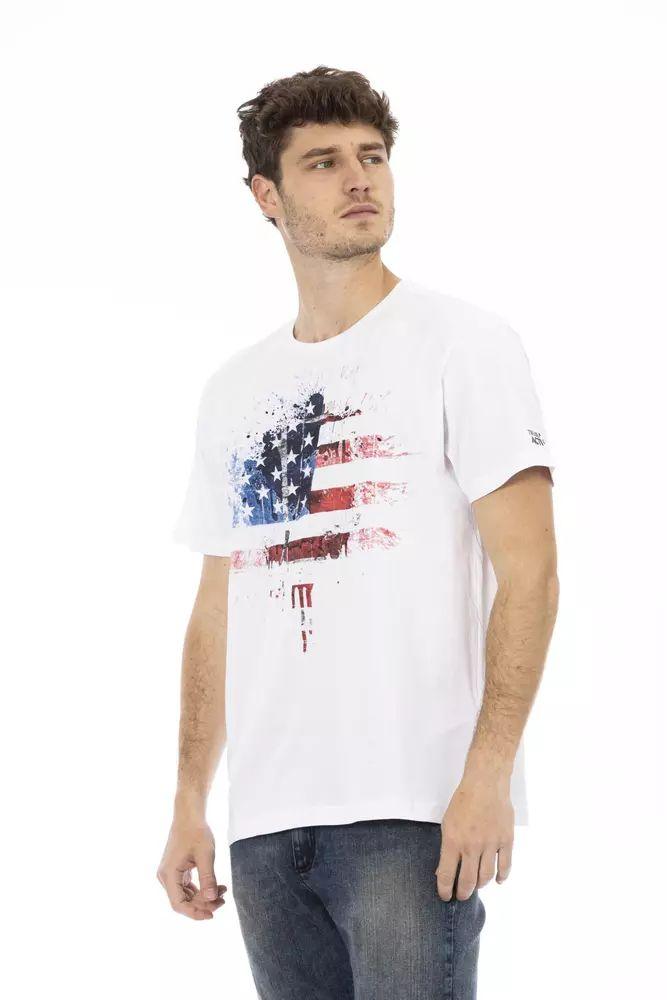 Trussardi Action Elegant White Tee with Graphic Charm - PER.FASHION