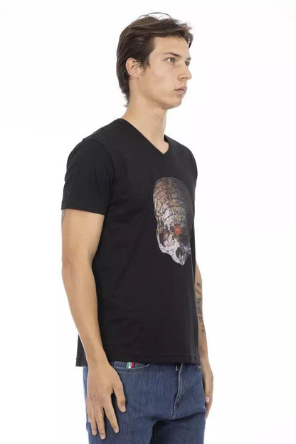 Trussardi Action Sleek V-Neck Tee with Front Print - PER.FASHION