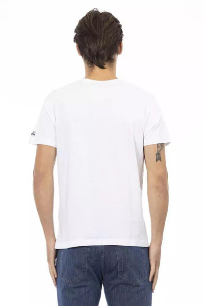 Trussardi Action Sleek V-Neck Tee with Artistic Front Print - PER.FASHION