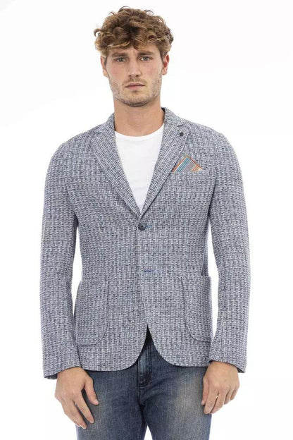 Distretto12 Elegant Cotton-Linen Blend Blue Jacket - PER.FASHION