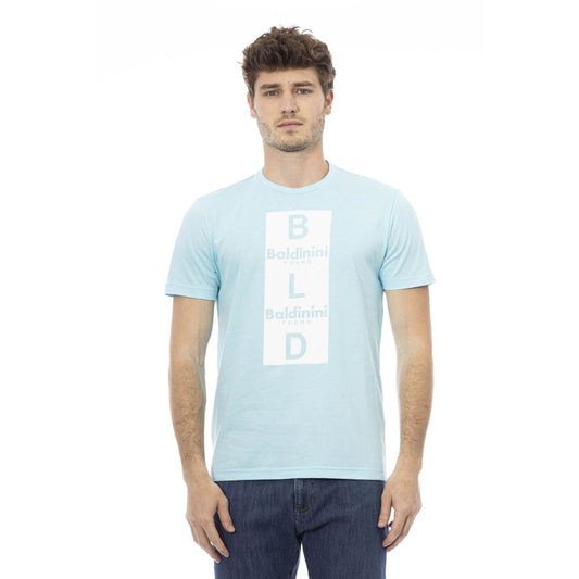 T-shirt Baldinini Trend Chic in cotone azzurro con stampa frontale