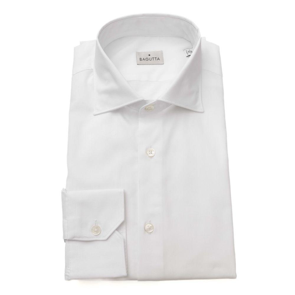 Bagutta Elegant White Cotton French Collar Shirt - PER.FASHION