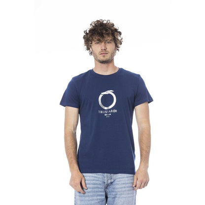 Trussardi Beachwear Blue Cotton T-Shirt - PER.FASHION