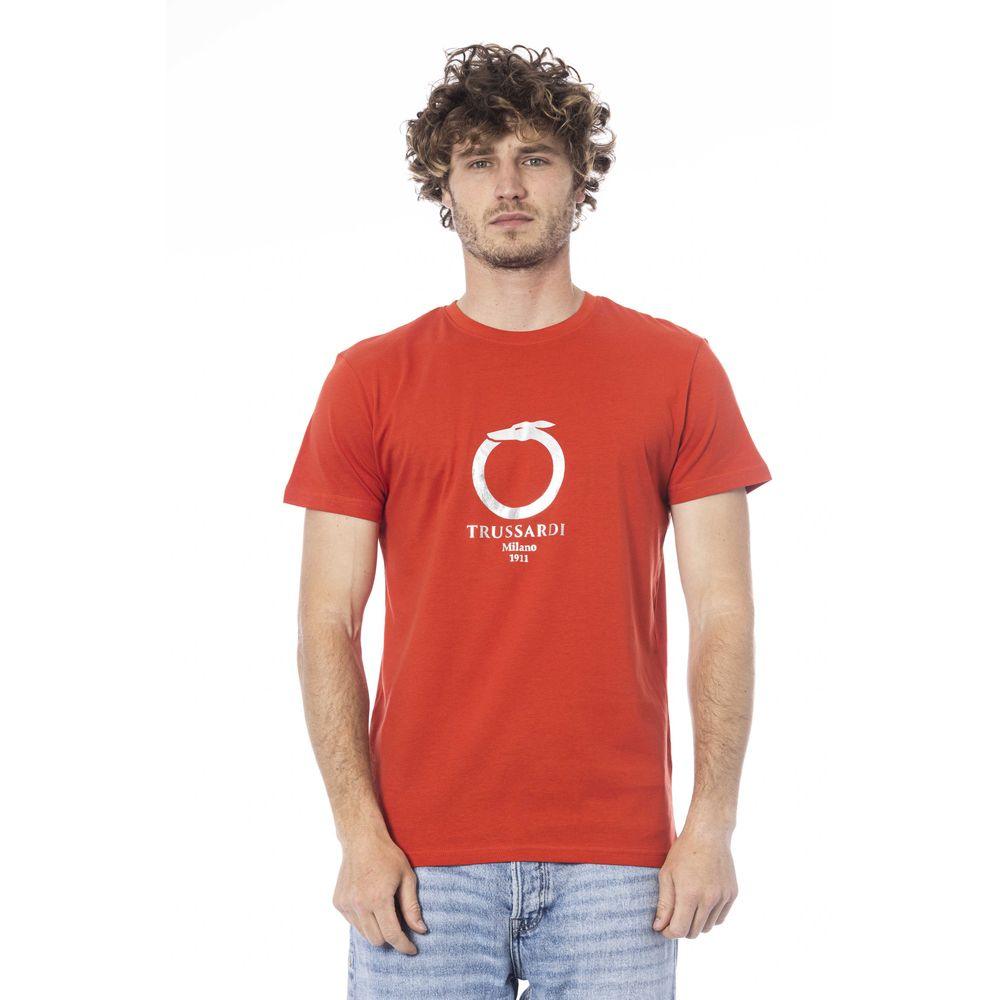Trussardi Beachwear Red Cotton T-Shirt - PER.FASHION