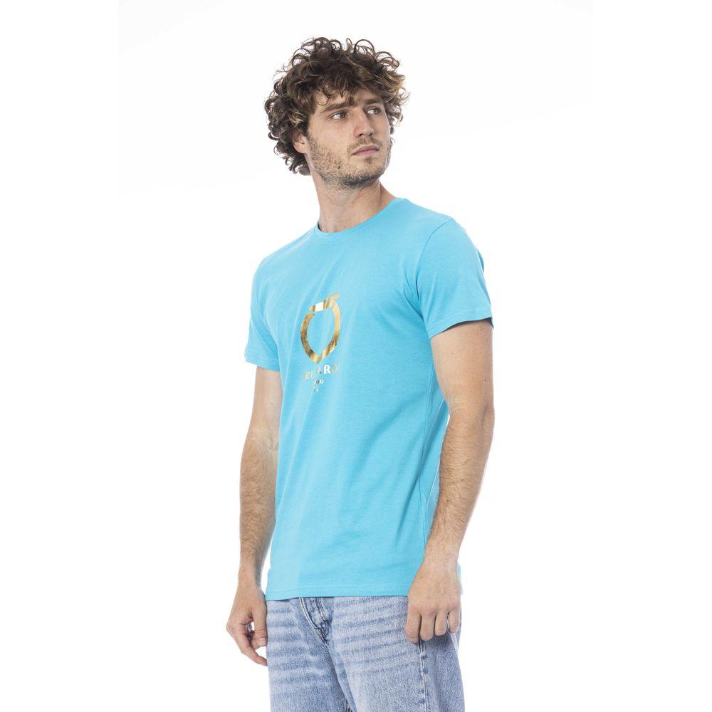 Trussardi Beachwear Light Blue Cotton T-Shirt - PER.FASHION