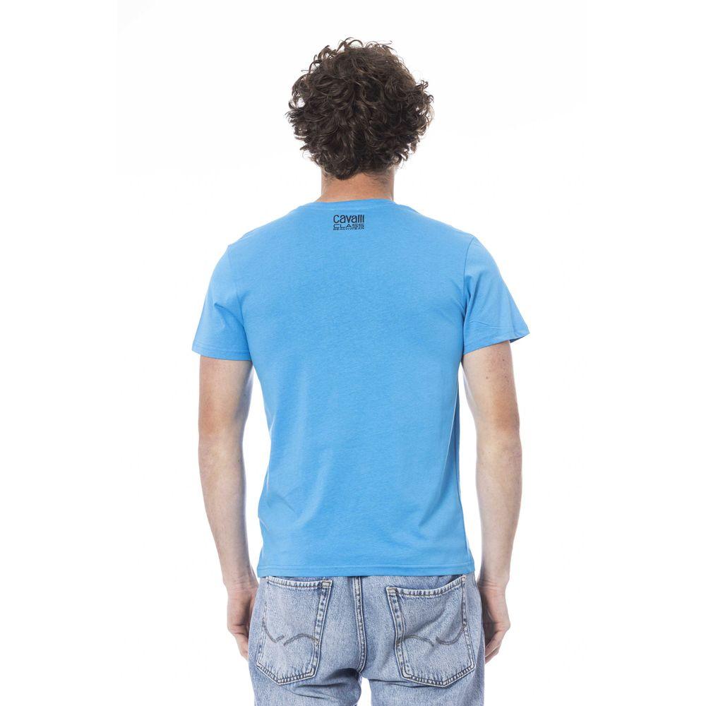 Cavalli Class Light Blue Cotton T-Shirt - PER.FASHION