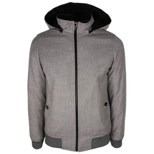 Made in Italy Elegant Wool-Cashmere Men's Jacket with Hood - PER.FASHION