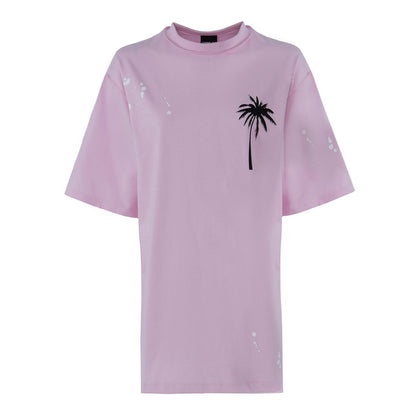 Шикарное розовое хлопковое платье-футболка Comme Des Fuckdown с уникальным принтом