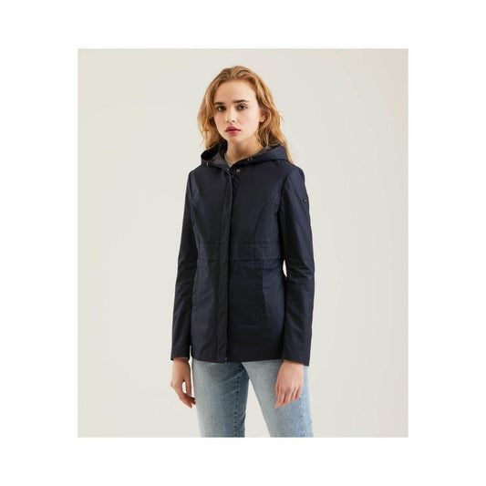 Refrigiwear Chic Blue Polyester Jacket with Zip and Button Detail - PER.FASHION
