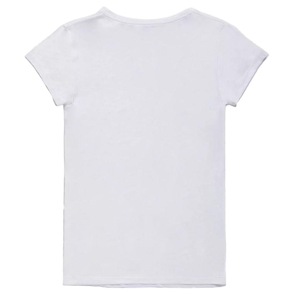 Refrigiwear Elegant V-Neck Logo Tee in Pristine White - PER.FASHION