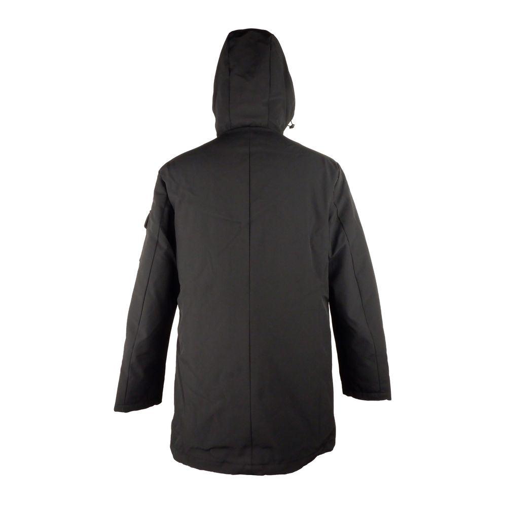 Refrigiwear Sleek Hooded Long Jacket with Zip and Button Closure - PER.FASHION