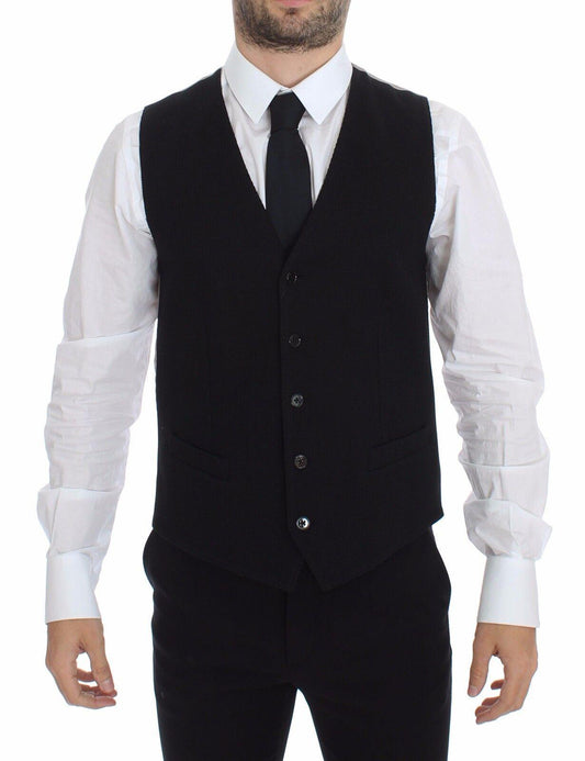 Черный хлопковый пиджак Dolce &amp; Gabbana, жилет и пиджак
