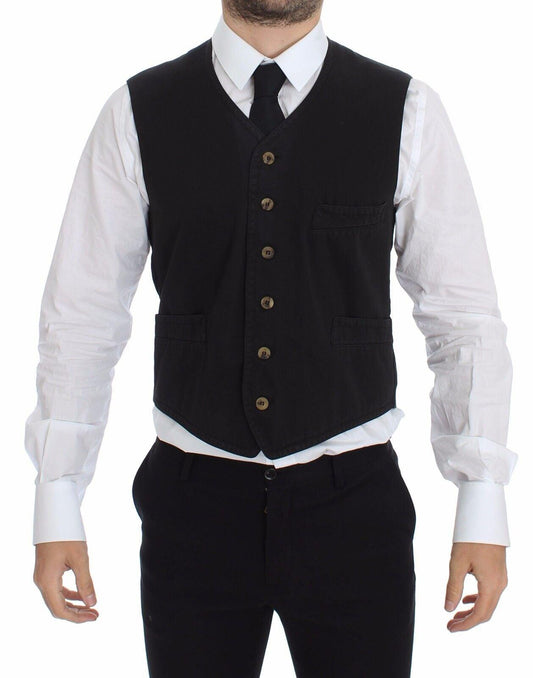 Черный хлопковый вискозный пиджак Dolce &amp; Gabbana