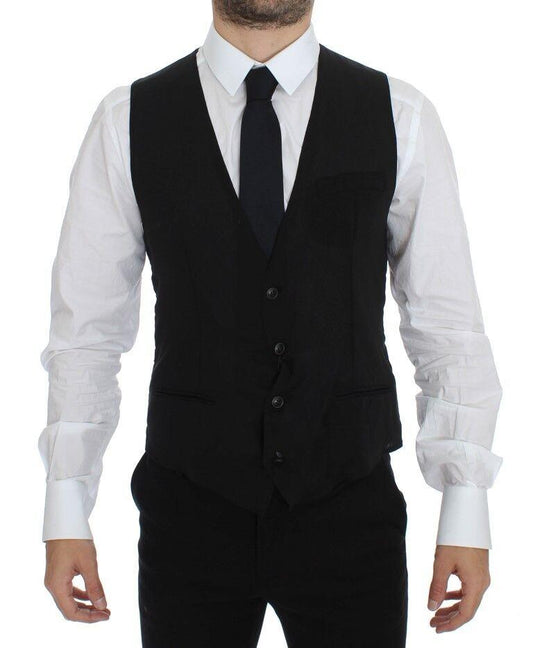 Dolce & Gabbana Elegant Black Wool Dress Vest