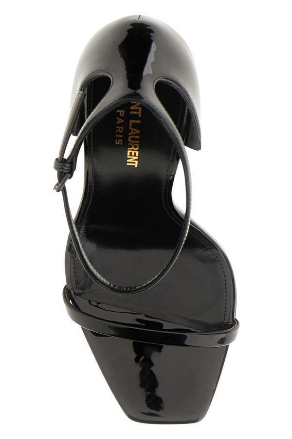 Saint Laurent Black Calf Leather Opyum Sandals - PER.FASHION