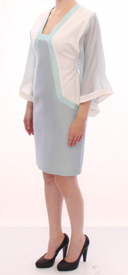 Sergei Grinko Elegant Turquoise Silk Sheath Dress - PER.FASHION
