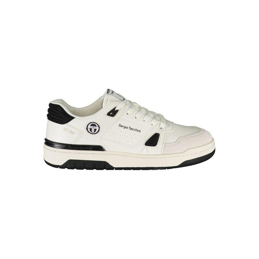 Sergio Tacchini Sleek White Lace-up Sneakers with Contrast Details - PER.FASHION