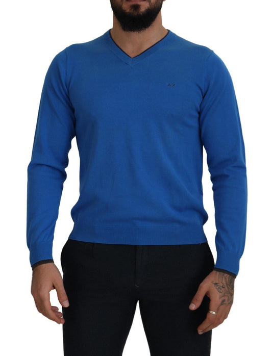 Sun68 Chic Blue Cotton Pullover Sweater - PER.FASHION