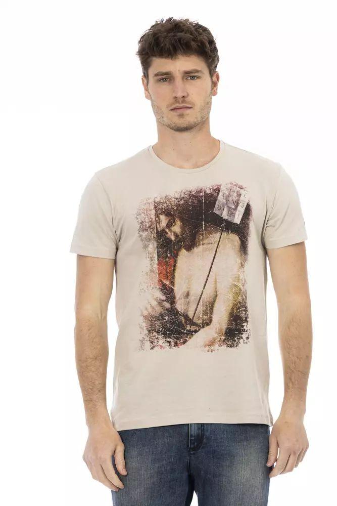 Trussardi Action Beige Cotton Blend Tee for Men - PER.FASHION