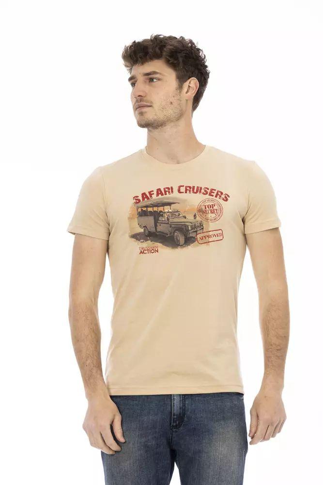 Trussardi Action Beige Short Sleeve Luxury Tee - PER.FASHION