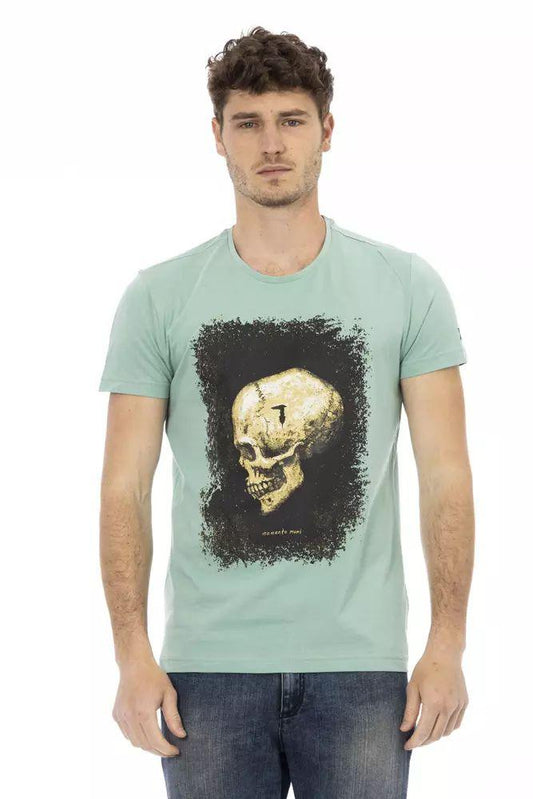 Trussardi Action Casual Chic Green Tee with Graphic Appeal - PER.FASHION