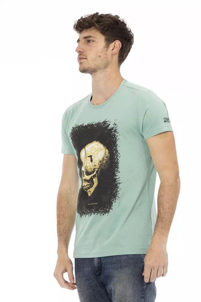 Trussardi Action Casual Chic Green Tee with Graphic Appeal - PER.FASHION