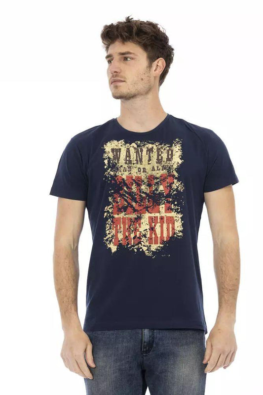 Trussardi Action Chic Blue Printed Short Sleeve Tee - PER.FASHION