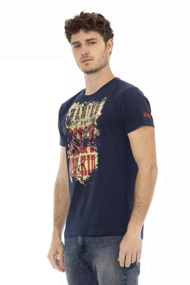 Trussardi Action Chic Blue Printed Short Sleeve Tee - PER.FASHION