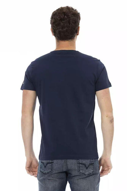 Trussardi Action Chic Blue Printed Tee with Short Sleeves - PER.FASHION
