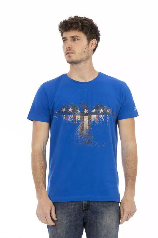Trussardi Action Chic Blue Short Sleeve T-Shirt with Print - PER.FASHION