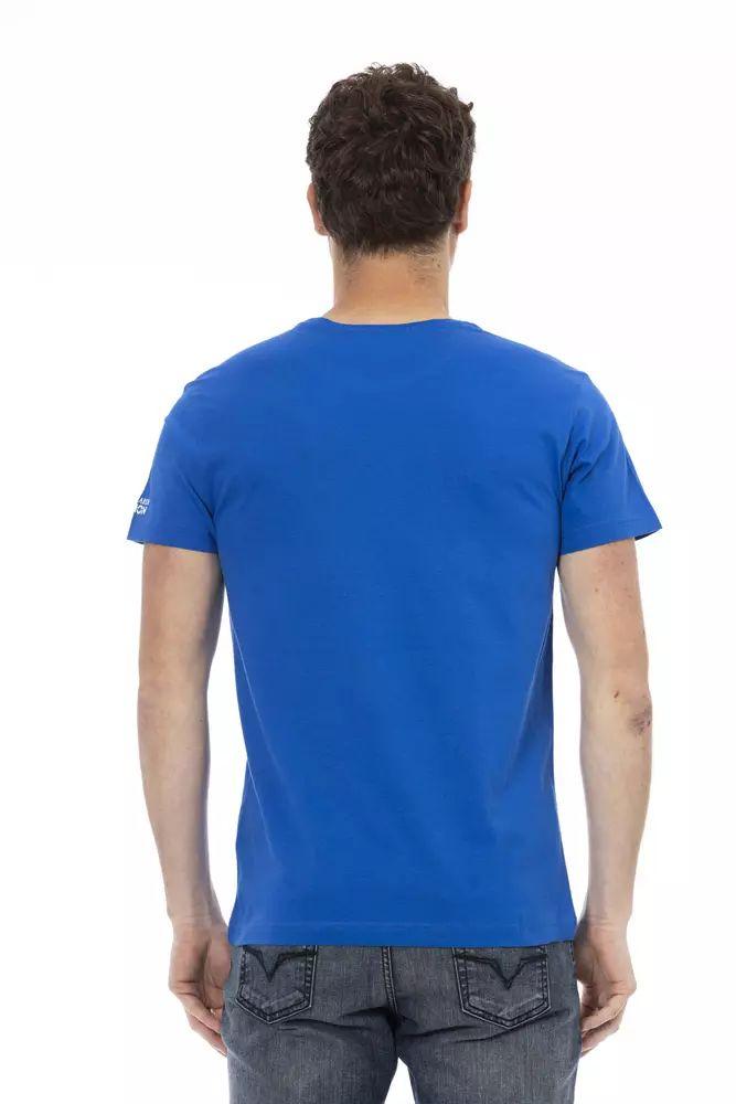 Trussardi Action Chic Blue Short Sleeve T-Shirt with Print - PER.FASHION