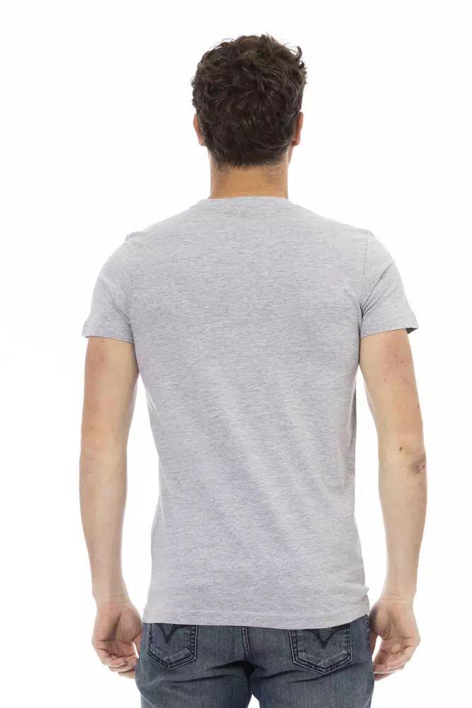 Trussardi Action Chic Graphite Short Sleeve Tee with Front Print - PER.FASHION