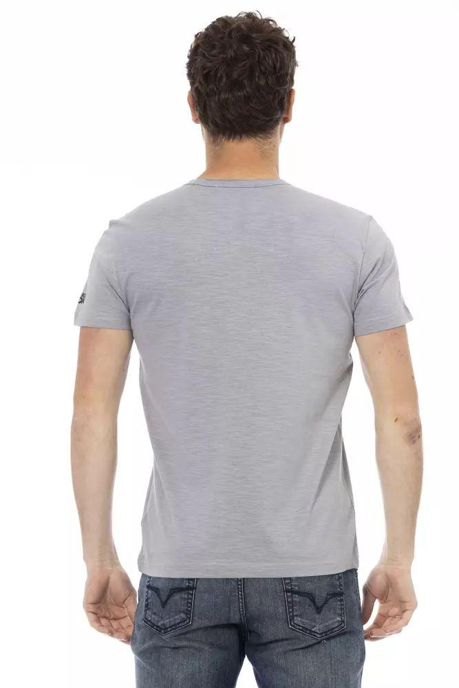 Trussardi Action Chic Gray Cotton Blend Tee for Men - PER.FASHION