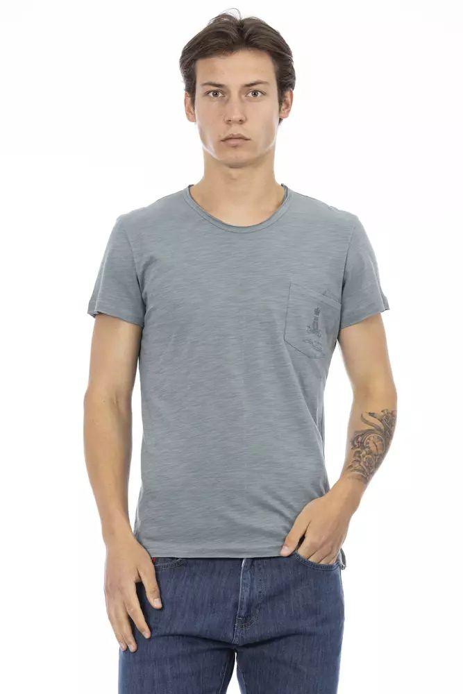 Trussardi Action Chic Gray Pocket Tee with Unique Print - PER.FASHION