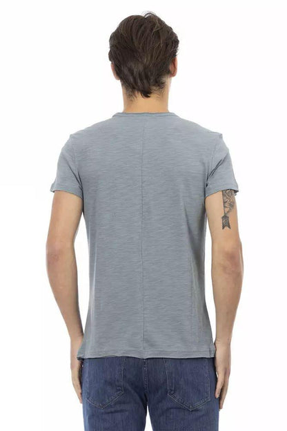 Trussardi Action Chic Gray Pocket Tee with Unique Print - PER.FASHION