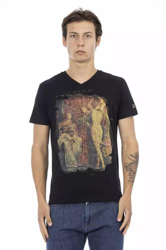 Trussardi Action Chic V-Neck Tee with Artistic Front Print - PER.FASHION