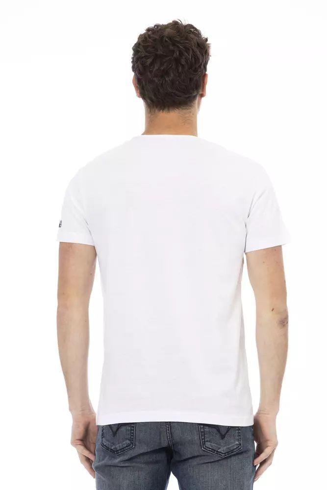 Trussardi Action Chic White Round Neck Cotton Tee - PER.FASHION